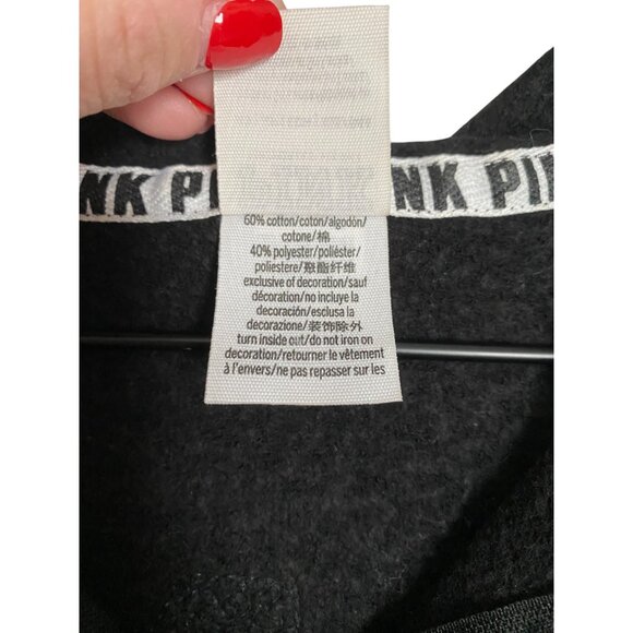 Victoria’s Secret Pink Rose Gold Silver Ombre Bling Sequin Hoodie S Black Zip Up - Picture 6 of 7